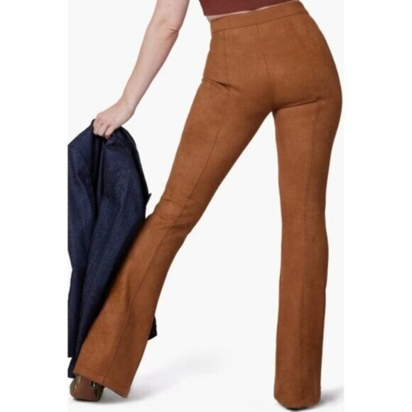 NWT Spanx Faux Suede Flare Pant Caramel, Size Small 2 - Picture 1 of 9